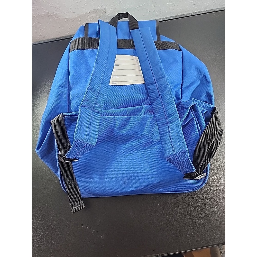 Education First Backpack Vintage Navy Blue Vinyl Drawstring Top Advertising - Picture 3 of 7